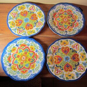 panama jack's salad plates spanish floral medallion melamine set of 4 (W4189
